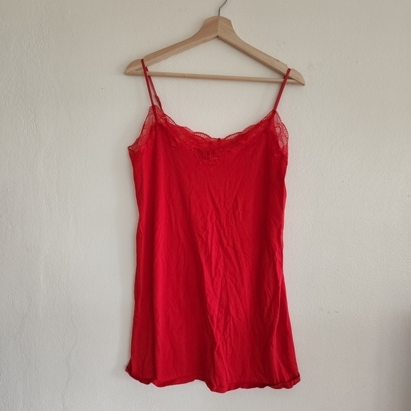 2/$20 Victoria's Secret Red Lace Detail Cami Top - Picture 1 of 6